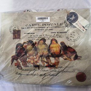 NWT Le Papillon Canvas Tote Bag, Bird Postcard